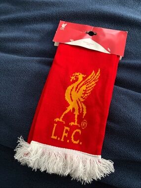 Liverpool FC NWT Red & Gold Scarf with White Fringe